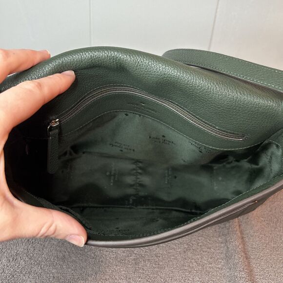 kailee medim flap shoulder bag Detachable Crossbody Strap Pebbled Hunter Green - Picture 10 of 12